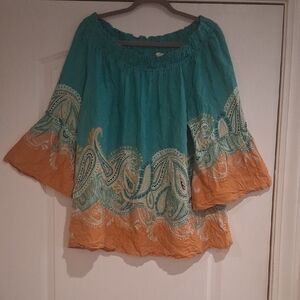 Teal and Orange Paisley Women's Blouse